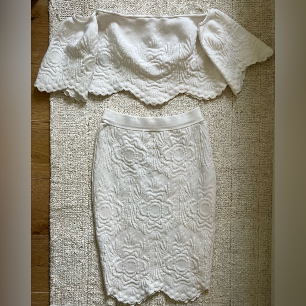 Ronny Kobo white knit set SZ M